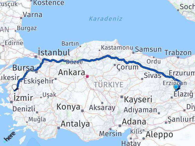Tunceli Kınık İzmir Arası Kaç Km - Yol Haritası