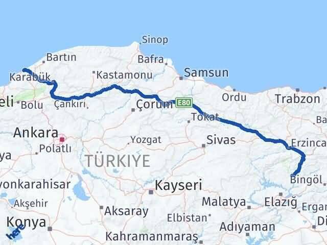 Tunceli Kozlu Zonguldak Arası Kaç Km - Yol Haritası