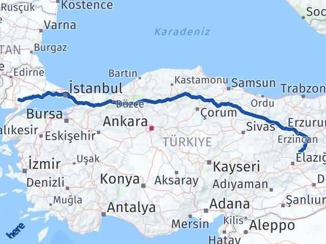 Tunceli Malkara Tekirdağ Arası Kaç Km - Yol Haritası