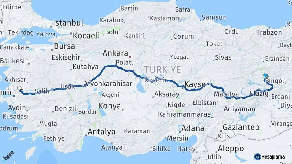 Tunceli Manisa Arası Kaç Km - Yol Haritası