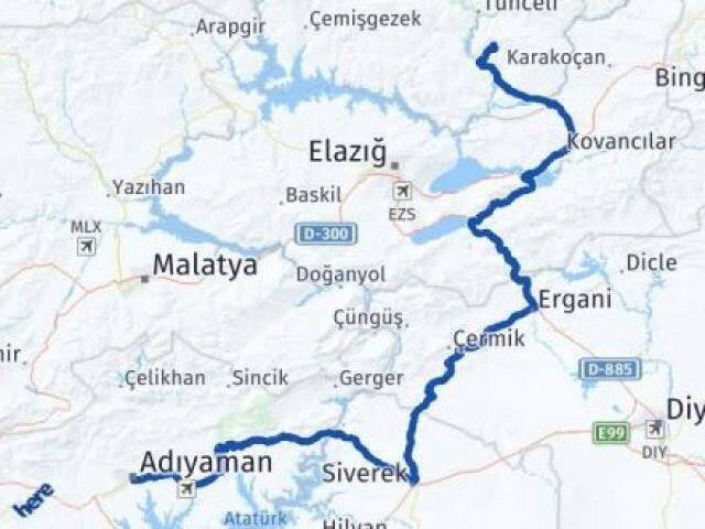 Tunceli Mazgirt Adıyaman Arası Kaç Km - Yol Haritası