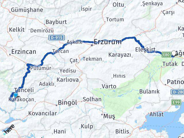 Tunceli Mazgirt Ağrı Arası Kaç Km - Yol Haritası