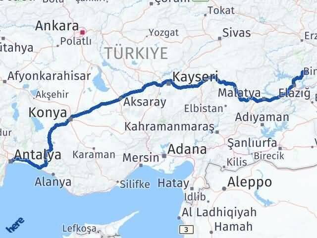 Tunceli Mazgirt Antalya Arası Kaç Km - Yol Haritası