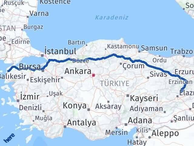 Tunceli Mazgirt Çanakkale Arası Kaç Km - Yol Haritası