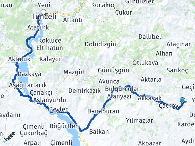 Tunceli Mazgirt Darıkent Arası Kaç Km - Yol Haritası