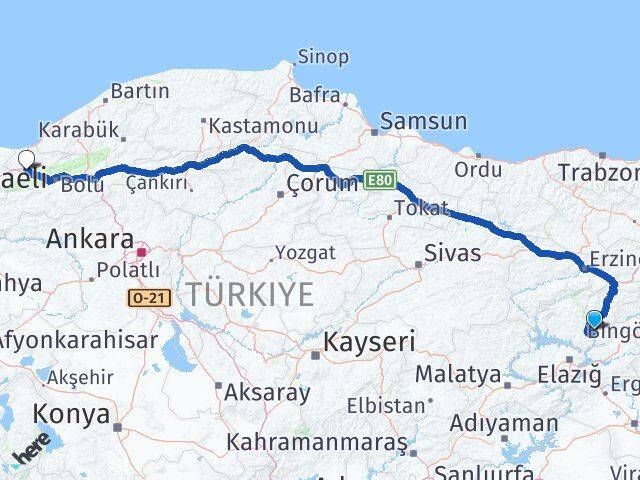 Tunceli Mazgirt Düzce Arası Kaç Km - Yol Haritası