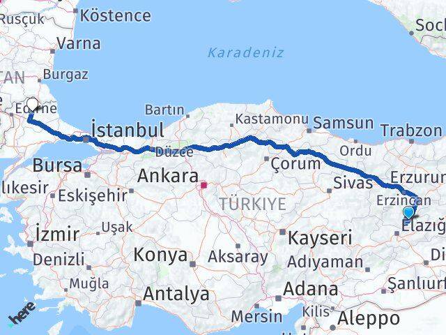 Tunceli Mazgirt Kırklareli Arası Kaç Km - Yol Haritası