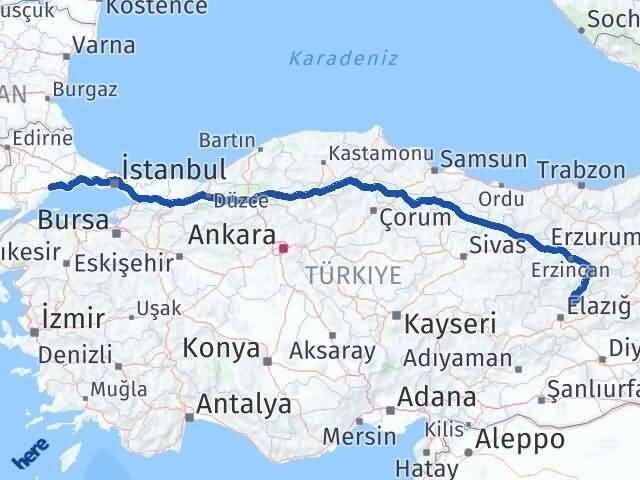 Tunceli Mazgirt Tekirdağ Arası Kaç Km - Yol Haritası