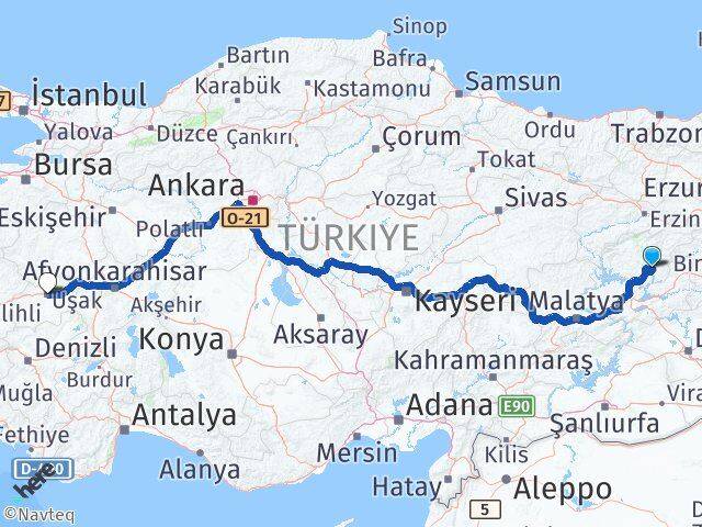 Tunceli Mazgirt Uşak Arası Kaç Km - Yol Haritası