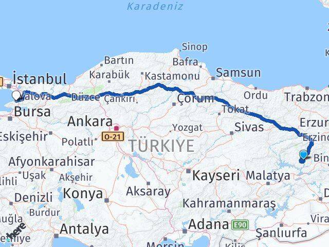 Tunceli Mazgirt Yalova Arası Kaç Km - Yol Haritası