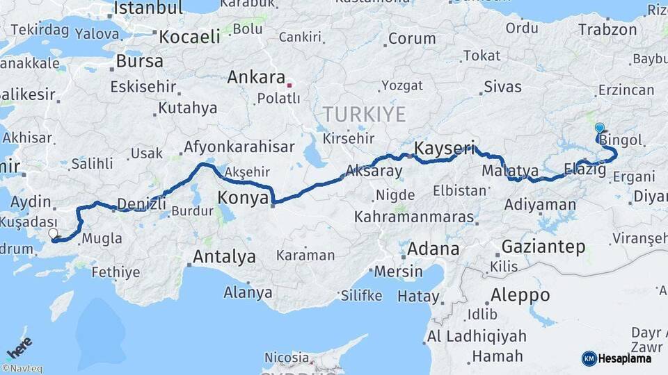 Tunceli Milas Muğla Arası Kaç Km - Yol Haritası