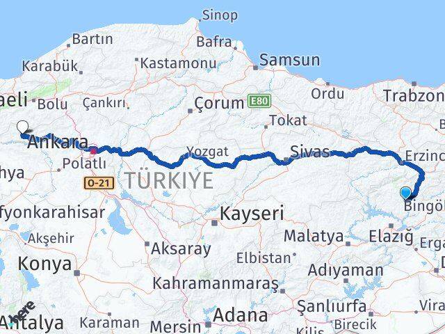 Tunceli Nallıhan Ankara Arası Kaç Km - Yol Haritası