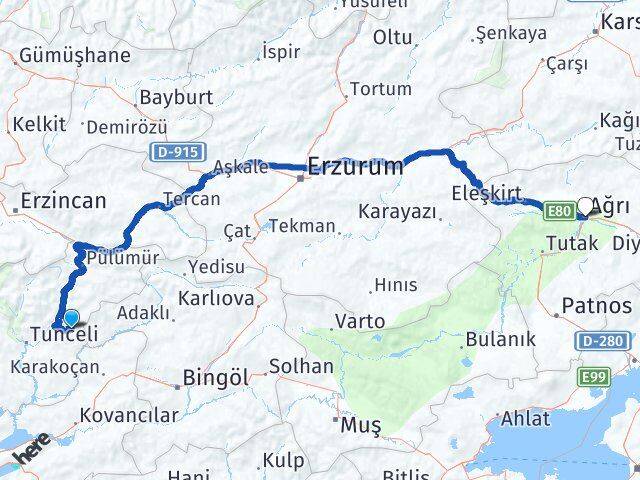 Nazımiye Ağrı Arası Kaç Km - Yol Tarifi