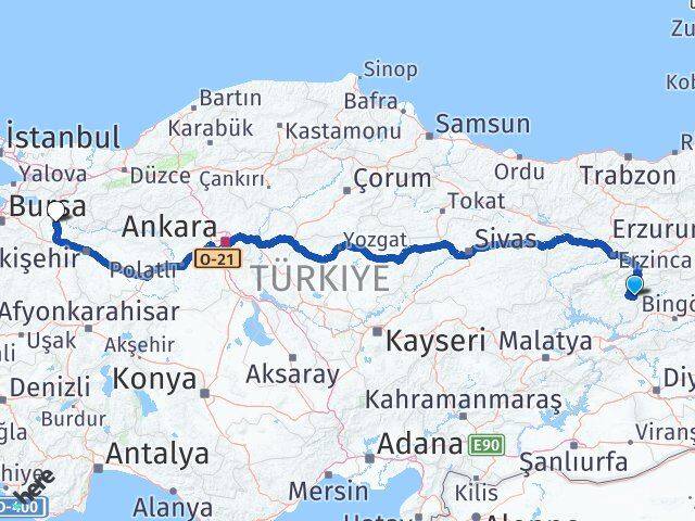 Tunceli Nazımiye Bilecik Arası Kaç Km - Yol Haritası