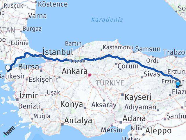Tunceli Nazımiye Çanakkale Arası Kaç Km - Yol Haritası