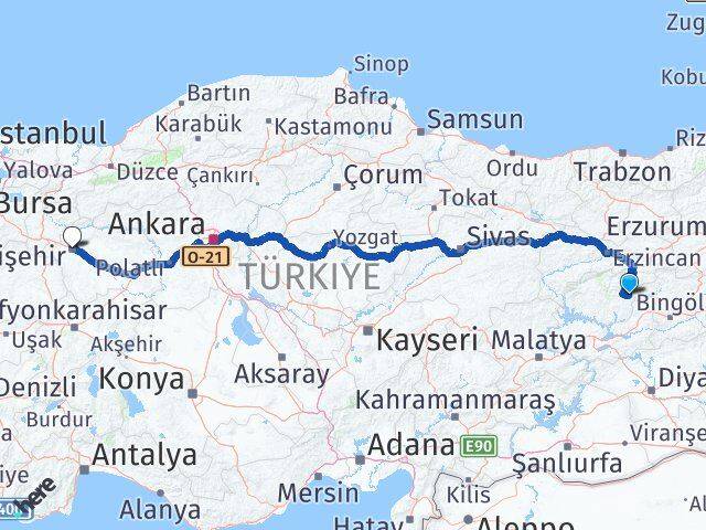 Tunceli Nazımiye Eskişehir Arası Kaç Km - Yol Haritası
