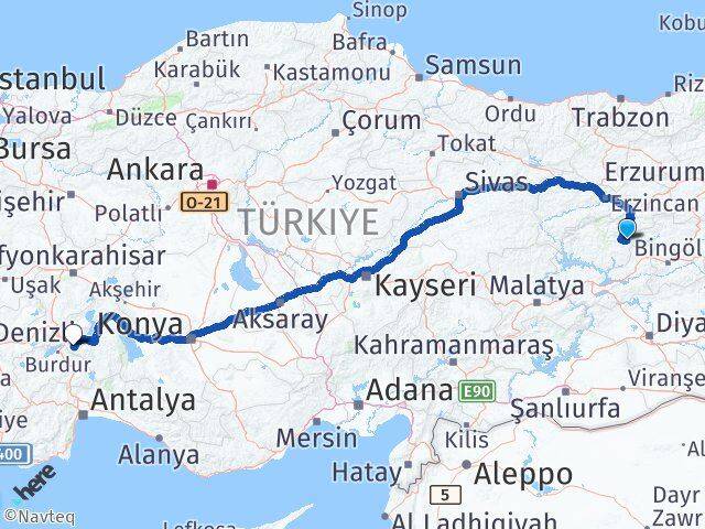 Tunceli Nazımiye Isparta Arası Kaç Km - Yol Haritası