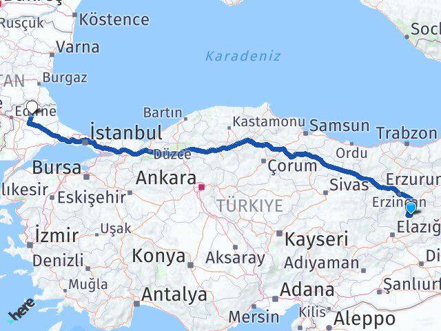Tunceli Nazımiye Kırklareli Arası Kaç Km - Yol Haritası