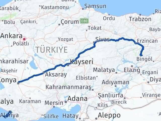Tunceli Nazımiye Konya Arası Kaç Km - Yol Haritası