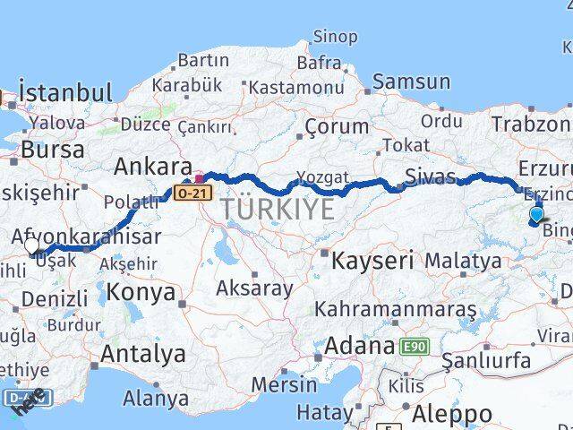 Tunceli Nazımiye Uşak Arası Kaç Km - Yol Haritası
