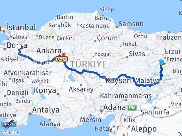 Tunceli Ovacık Bilecik Arası Kaç Km - Yol Haritası