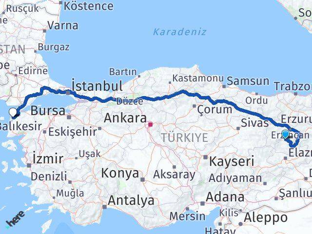 Tunceli Ovacık Çanakkale Arası Kaç Km - Yol Haritası