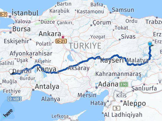 Tunceli Ovacık Denizli Arası Kaç Km - Yol Haritası