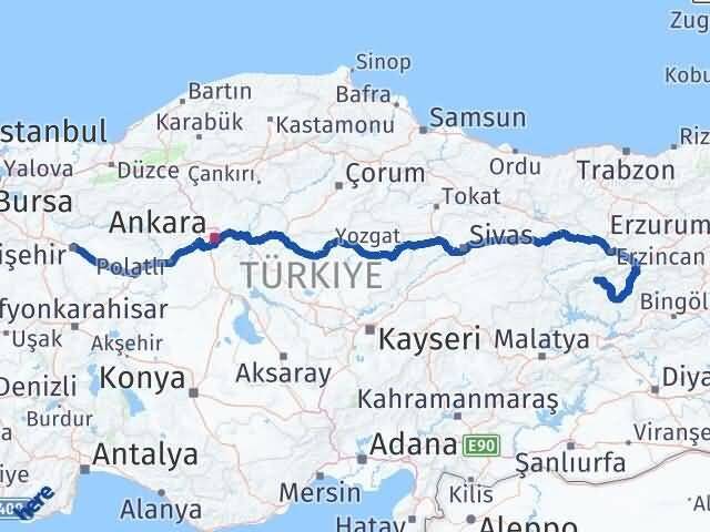 Tunceli Ovacık Eskişehir Arası Kaç Km - Yol Haritası