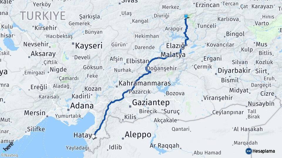 Tunceli Ovacık Hatay Arası Kaç Km - Yol Haritası