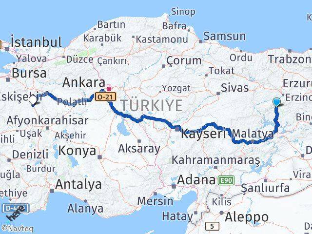 Tunceli Ovacık Kütahya Arası Kaç Km - Yol Haritası