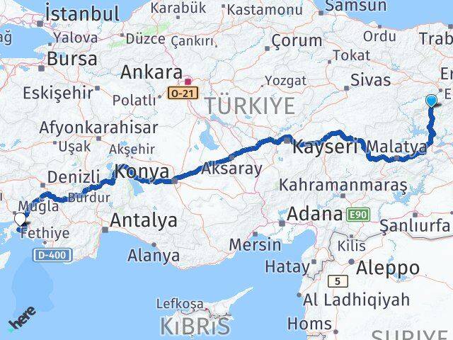 Tunceli Ovacık Muğla Arası Kaç Km - Yol Haritası