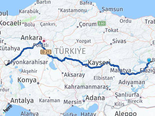 Tunceli Pertek Afyonkarahisar Arası Kaç Km - Yol Haritası