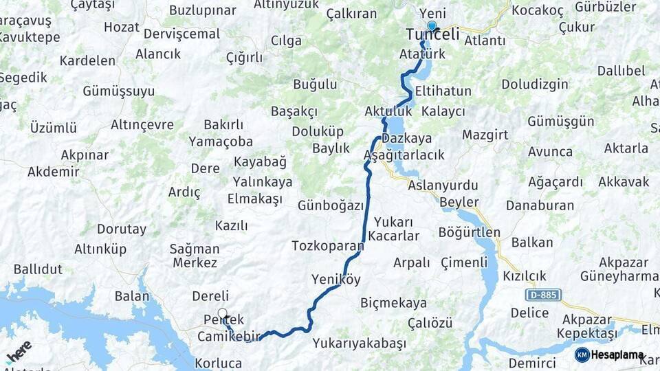 Tunceli Pertek Arası Kaç Km - Yol Haritası