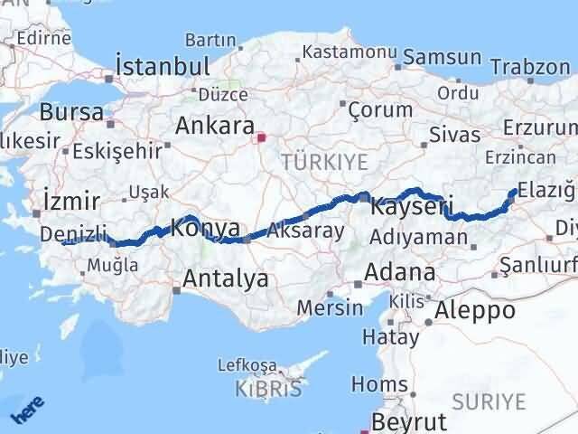 Tunceli Pertek Aydın Arası Kaç Km - Yol Haritası
