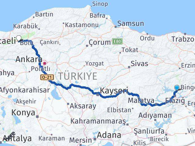 Tunceli Pertek Bolu Arası Kaç Km - Yol Haritası