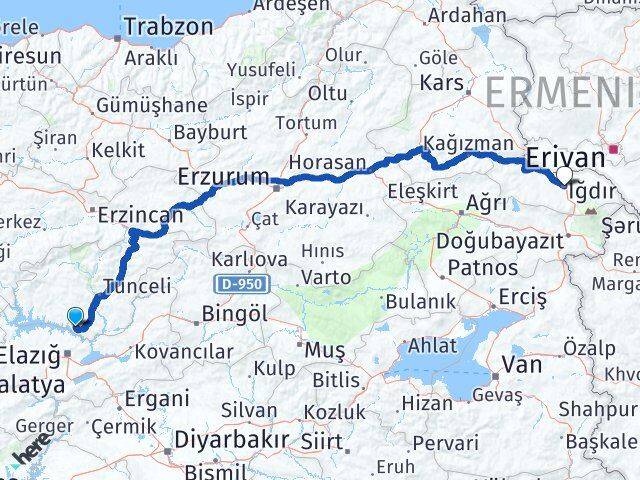 Tunceli Pertek Iğdır Arası Kaç Km - Yol Haritası