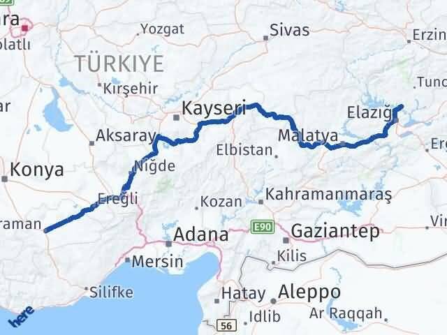 Tunceli Pertek Karaman Arası Kaç Km - Yol Haritası