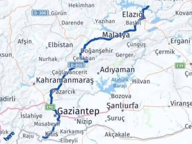Tunceli Pertek Kilis Arası Kaç Km - Yol Haritası