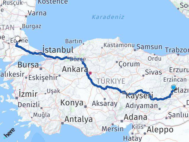 Tunceli Pertek Kırklareli Arası Kaç Km - Yol Haritası