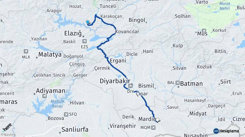 Tunceli Pertek Mardin Arası Kaç Km - Yol Haritası