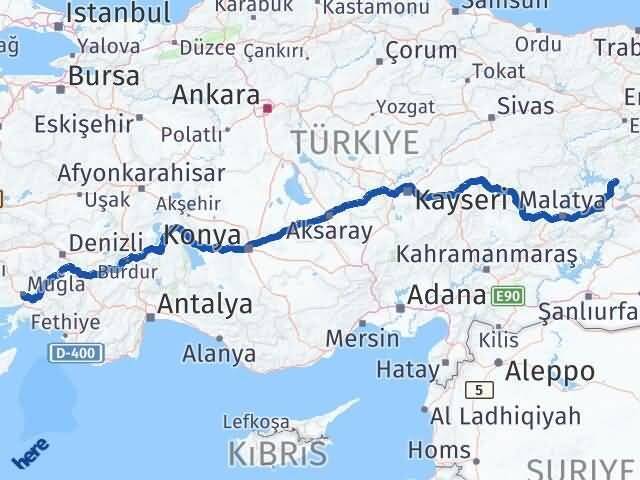 Tunceli Pertek Muğla Arası Kaç Km - Yol Haritası