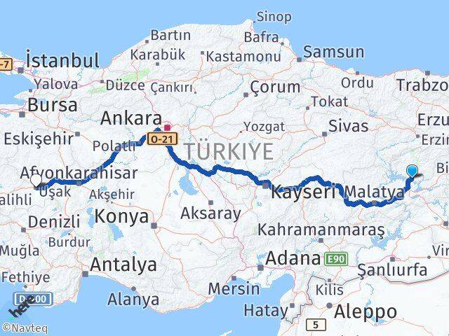 Tunceli Pertek Uşak Arası Kaç Km - Yol Haritası