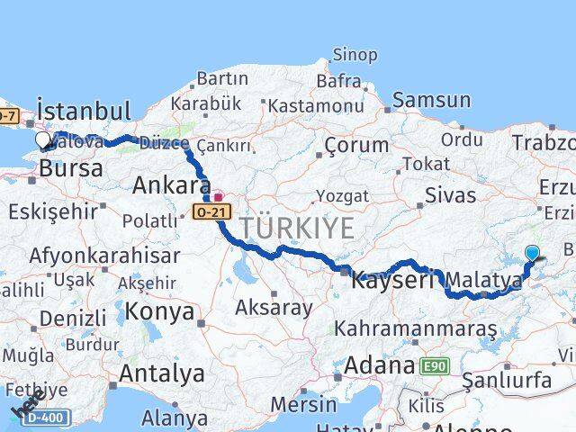 Tunceli Pertek Yalova Arası Kaç Km - Yol Haritası