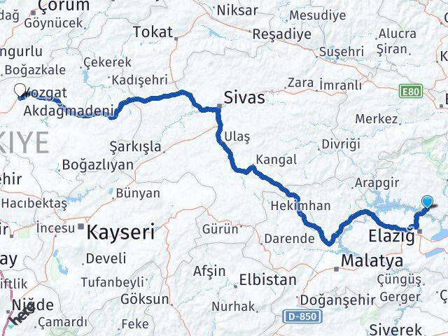 Tunceli Pertek Yozgat Arası Kaç Km - Yol Haritası
