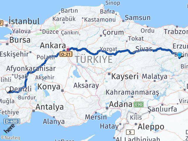 Tunceli Pülümür Denizli Arası Kaç Km - Yol Haritası