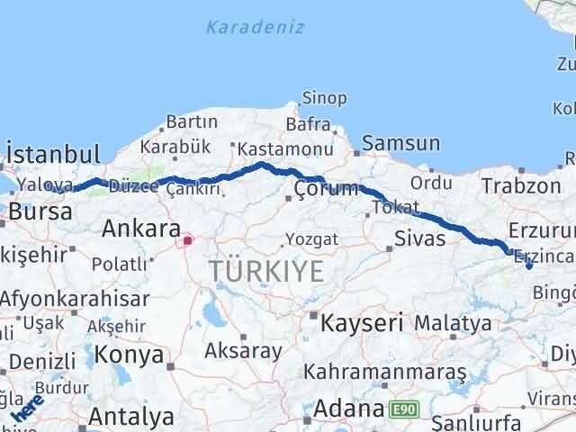 Tunceli Pülümür Kocaeli Arası Kaç Km - Yol Haritası