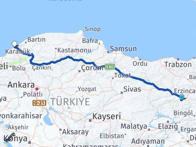 Tunceli Pülümür Zonguldak Arası Kaç Km - Yol Haritası