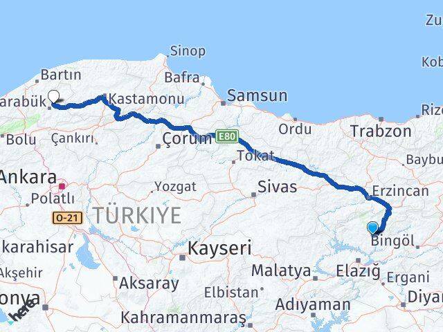 Tunceli Safranbolu Karabük Arası Kaç Km - Yol Haritası