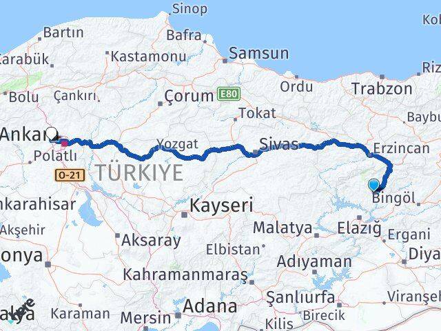 Tunceli Sincan Ankara Arası Kaç Km - Yol Haritası