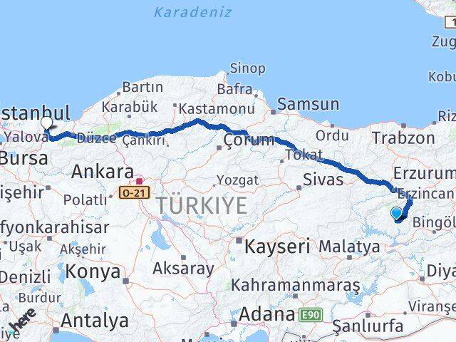 Tunceli Söğütlü Sakarya Arası Kaç Km - Yol Haritası